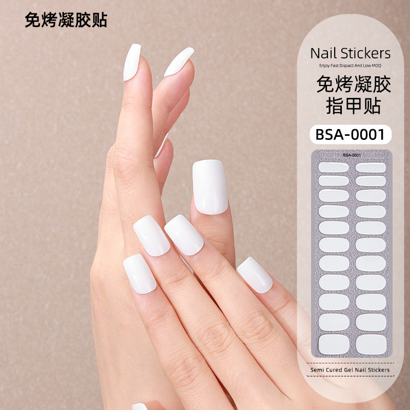 Zhengxiang factory customized no-bake gel nail art stickers solid color european and american photo lamp nail stickers amazon foreign trade wholesale