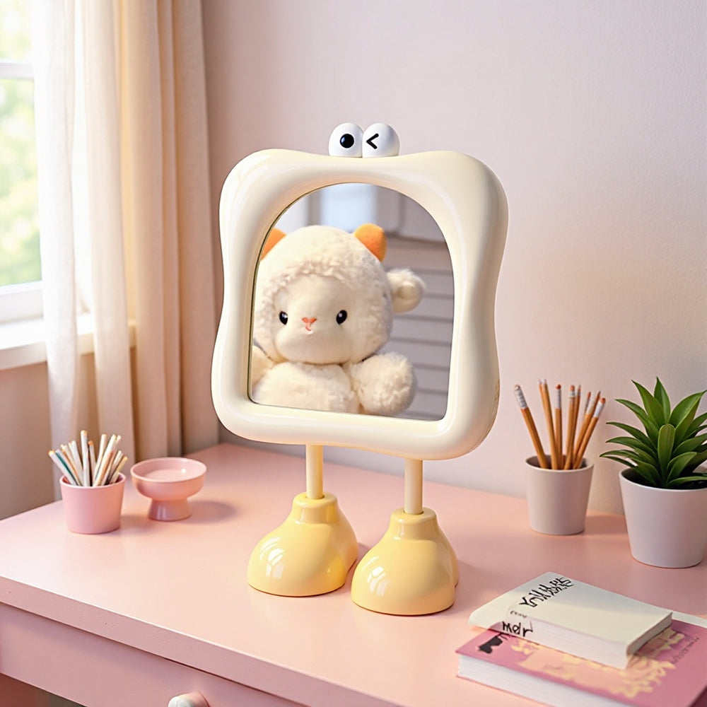 Cosmetic mirror cute desktop portable large eye mirror student dormitory for home plastic storage home mirror