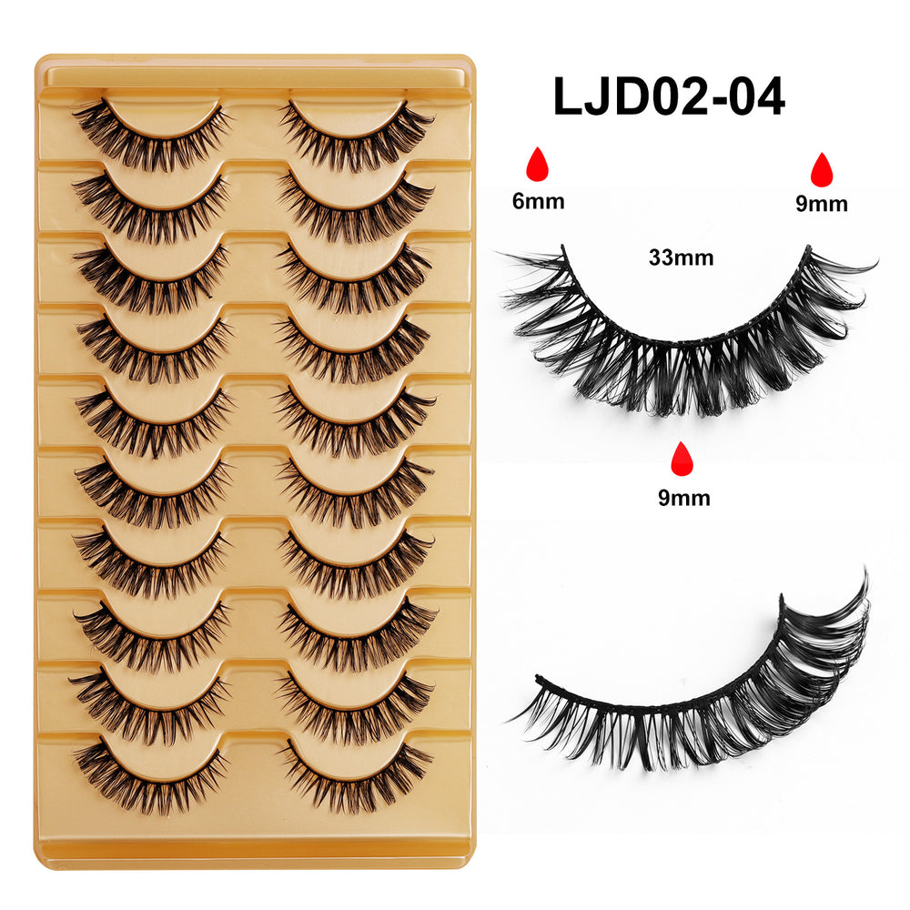 fashion style hard stem false eyelashes southeast asia 3d stereo natural half eye eyelashes flat factory wholesale