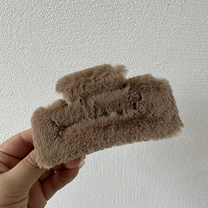 2024fall and winternew arrivalstuffed gripper square fur clip easiest for matchcute hair clip women's back head hair accessories