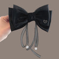 Korean style premium double-layer bow back-of-head spring clip ribbon pearl hair clip women's elegant hair accessory