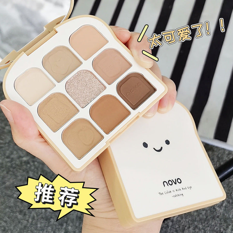 Novo sunny & soft toast eyeshadow palette - shimmer, matte, fine glitter, earth tones - student-friendly & affordable