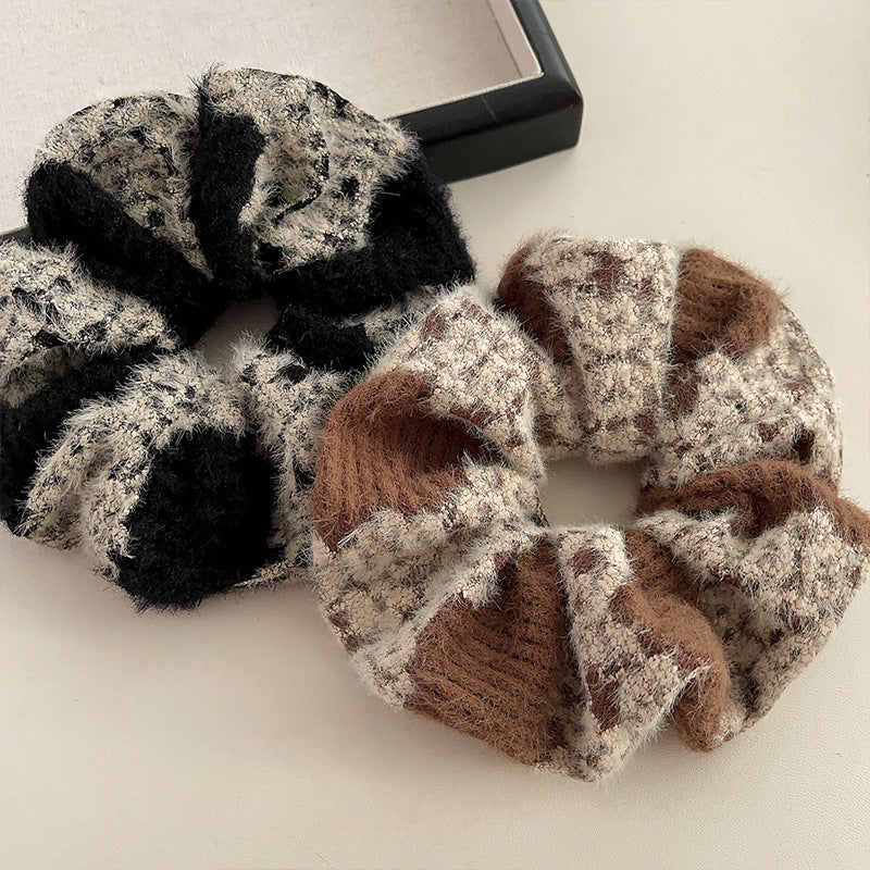 Fall and winternew arrivaldouble wool large intestine hair tiefrenchretroclassy headband ponytail rubber band hair accessories wholesale