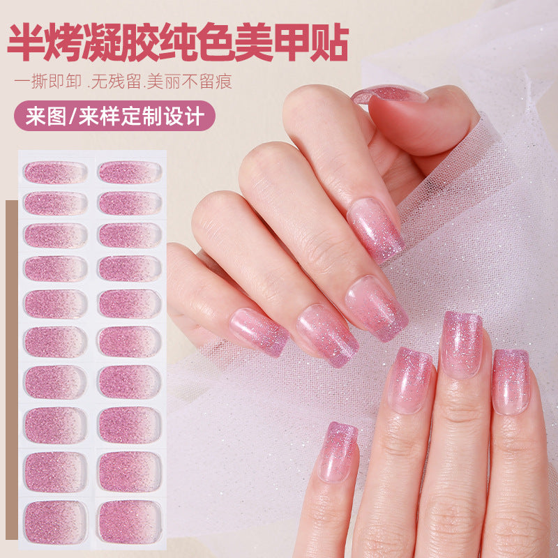 Zhengxiang personalized gel manicure stickers waterprooffashion onion powder manicure stickers uv light therapy semi-baked nail stickers nail