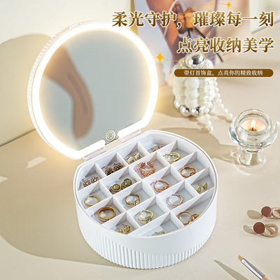 exclusive creative makeup mirror with light, jewelry storage box, multi-color high-definition touch control, household gift dressing mirror