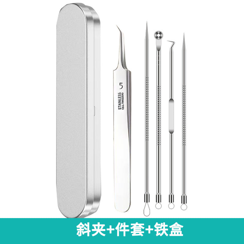 Factory direct stainless steel blackhead remover kit - includes ultra-fine tweezers, blackhead extractor, and acne pimple popping tool