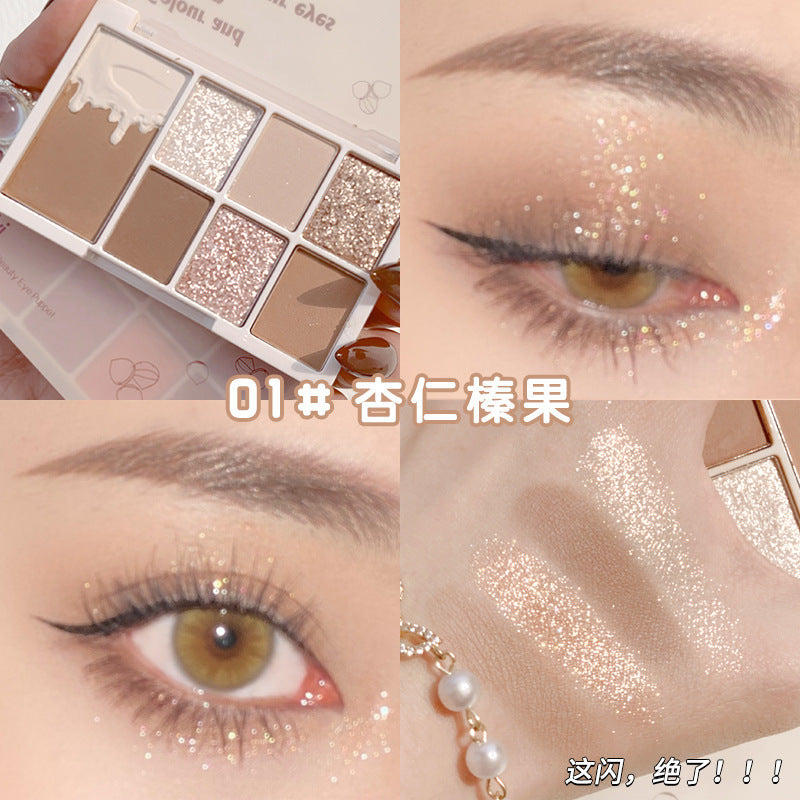 Makeup xixi soft glow and radiant eyes seven-color eye shadow palette waterproof pearlescent fine shimmer daily light makeup earthy eye shadow