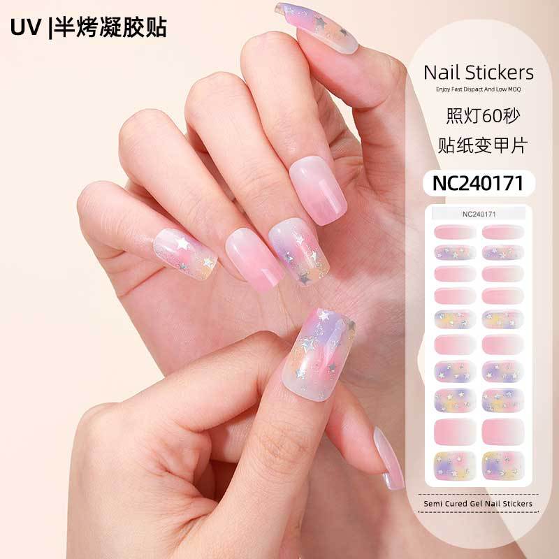 Zhengxiang custom gel nail art stickers - french style, uv/led semi-cured, waterproof, wholesale for export