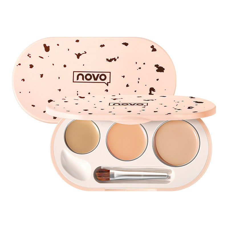 Novo three-color concealer covers spots, acne marks, dark circles, tattoos, long-lasting waterproof, non-removing makeup concealer palette