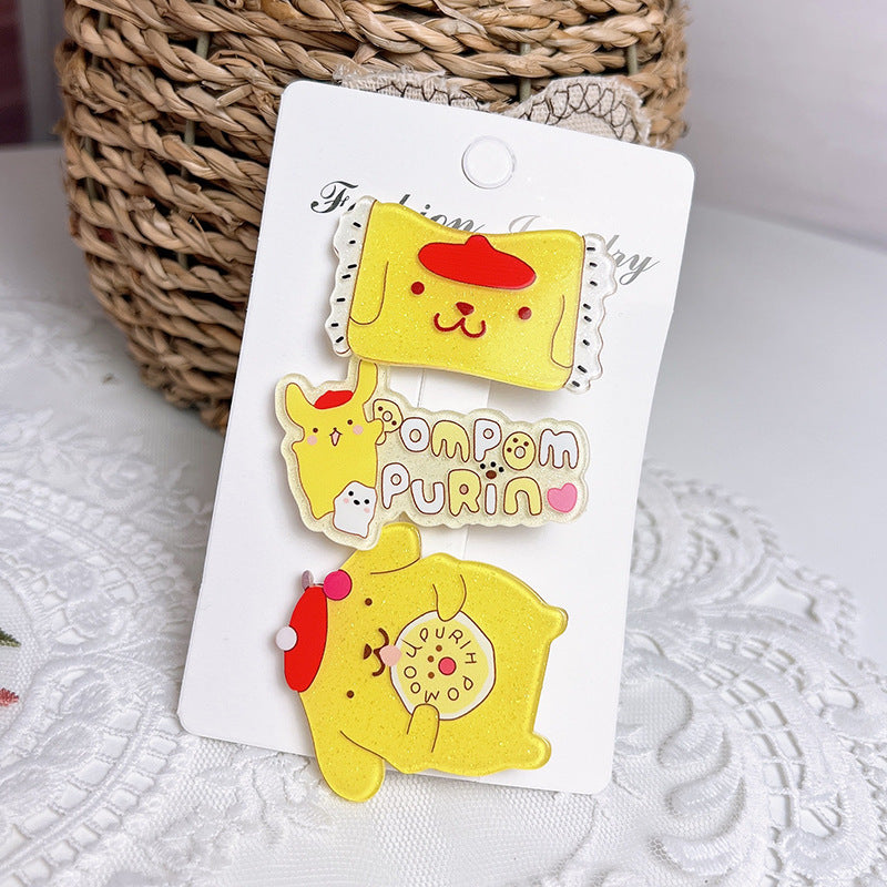 Acrylic little beauty cartoon hair clip - cute side hair clip for girls, gentle on hair, bb clip, hair accessory for girls, perfect for bangs and flyaways