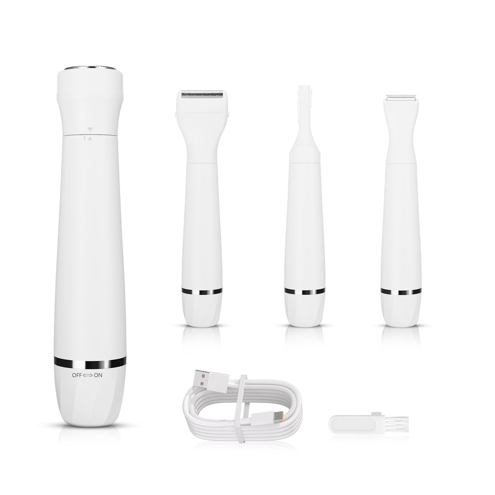 4-in-1 women's electric shaver, washable body hair remover, intimate area hair removal device, multifunctional underarm and lip hair trimmer
