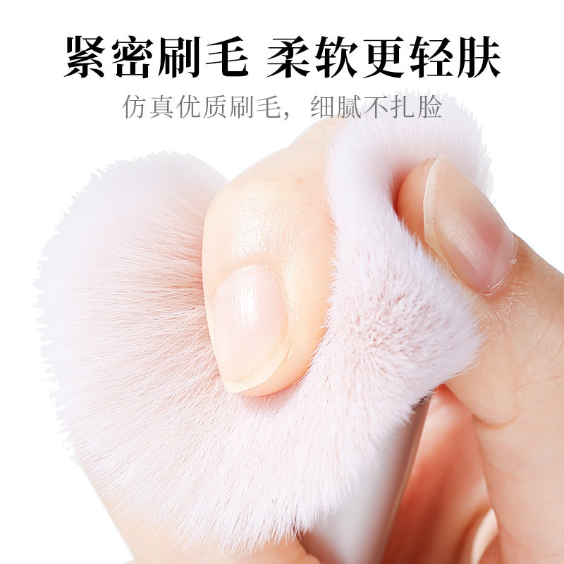 Xixi facial dual-ended makeup brush set - includes setting brush, powder brush, highlighter brush, contour brush, blush brush - mini portable makeup tools