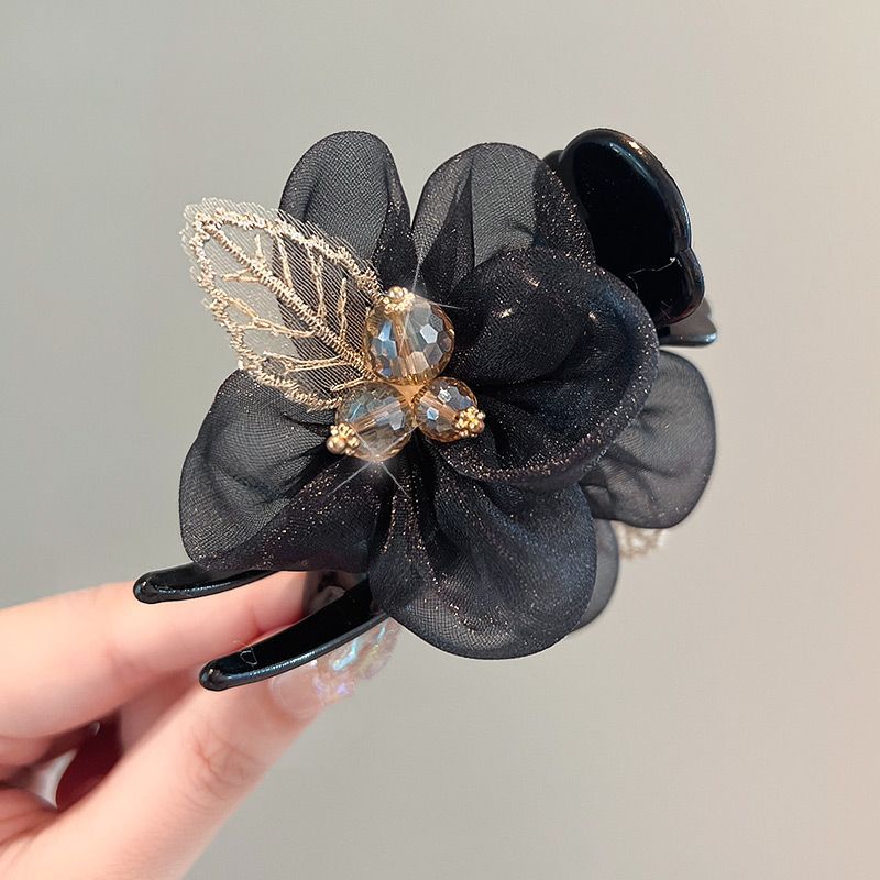 Bun head gripper headwear classy hair clip for women summercasualelegant flower mesh back of head hair clip