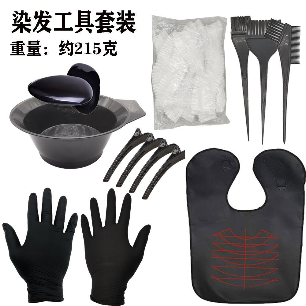 9-piece hair dyeing tool set, hair dyeing bowl, oil baking brush, hairdressing supplies, brush, gloves, earmuffs, hair dyeing handy gadget, perm and dyeing