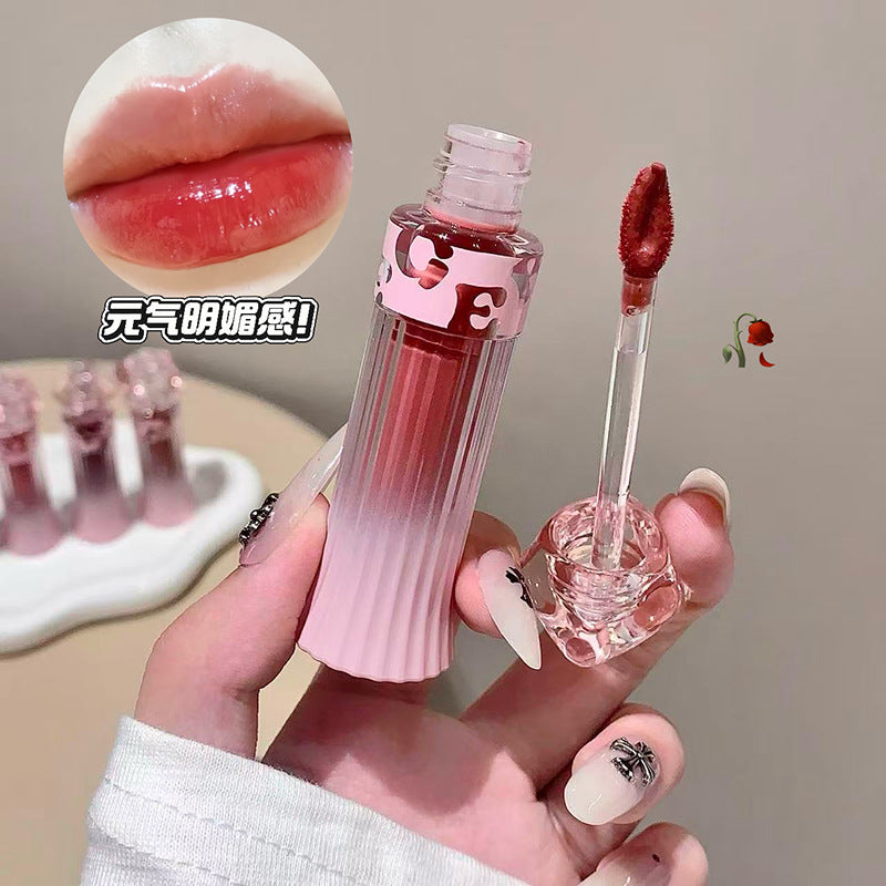 Gege bear charming pink water glossy lip glaze suit women's mirror glass dudu lips pseudo-natural white lipstick