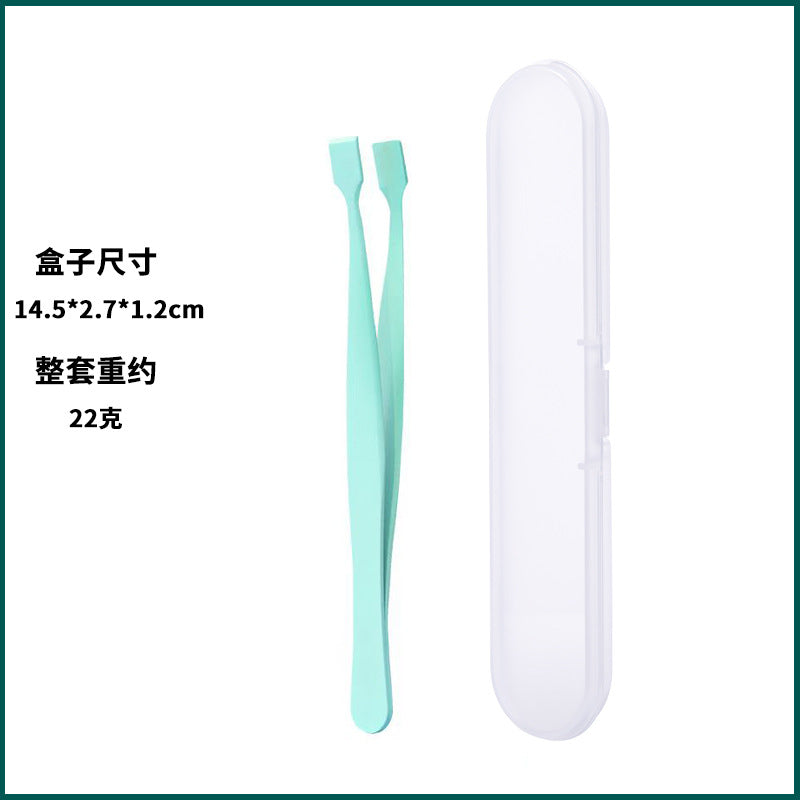 Beginner-friendly stainless steel eyelash extension tweezers - safe, high-precision flat tip tweezers for lower lashes