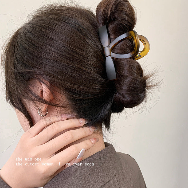 Frosted tortoiseshell bow shark clip back head hair clip hair clip for women classyelegant hair clip