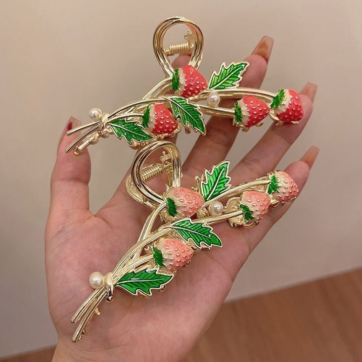 New arrival strawberry back head hair clip classy large shark clip classy hair clip female headwear summer large size