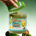 moroccan olive oil bath soap - deep cleansing exfoliating scrub for face and body - 350g