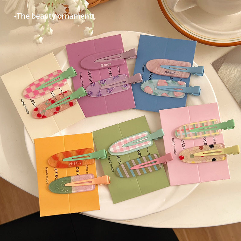 Spring/summer unique fruit series hair clips - cute grape, watermelon, cherry makeup clips, bangs clips, hair accessories for women (pair)