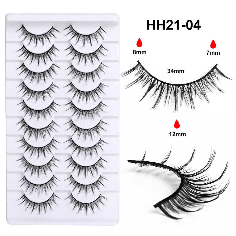 Carefully selected* pingdu 10 pairs of hard stem fake eyelashes, a whole barbie comic soft stem korean girl group eyelashes stage