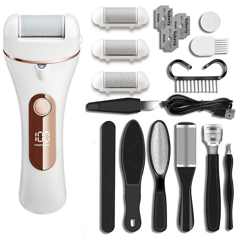 Manso electric foot file - automatic rechargeable callus remover for smooth, beautiful feet - electric foot scrubber & pedicure machine
