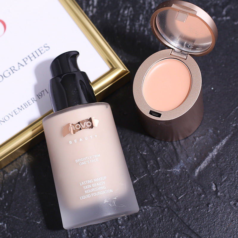 Novo creamy skin-nourishing concealer foundation set - hydrating, oil-control, waterproof, and long-lasting foundation
