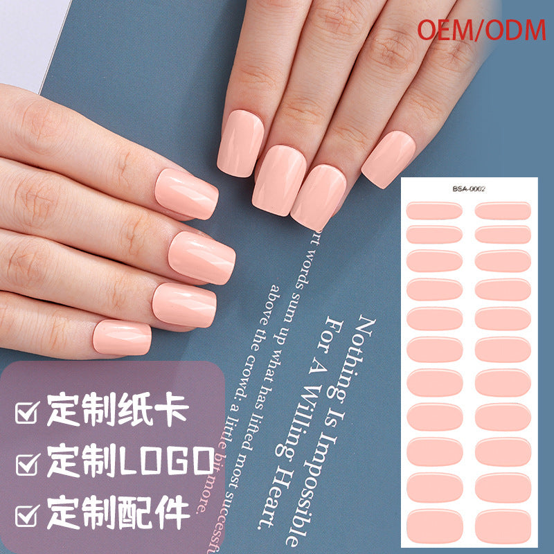 Zhengxiang factory customized no-bake gel nail art stickers solid color european and american photo lamp nail stickers amazon foreign trade wholesale