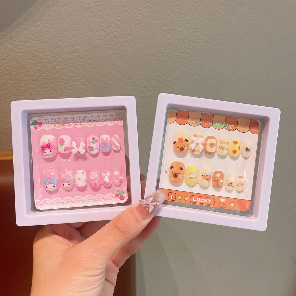 Kids' cartoon nail stickers - little girl baby press-on nails, jelly adhesive, removable nail art stickers