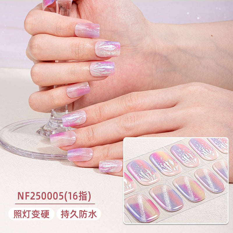 Zhengxiang custom gel nail stickers - european & american leopard print, chasing light cat eye, sparkling uv light, semi-cured nail art stickers, waterproof