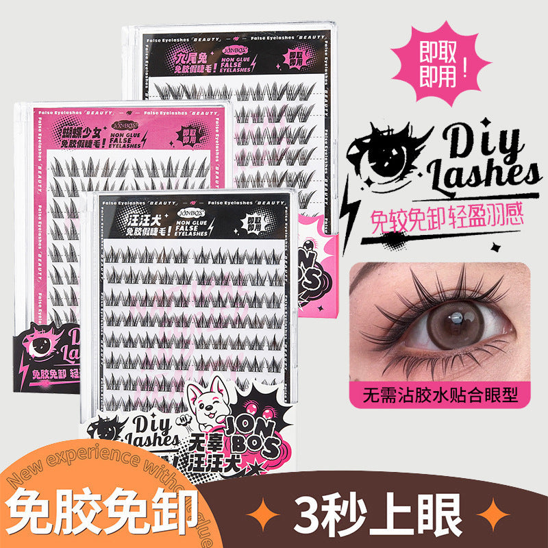 Jonbos self-adhesive false eyelashes, individual clusters, 10 rows, large capacity, beginner-friendly, natural & realistic, k-style eyelashes