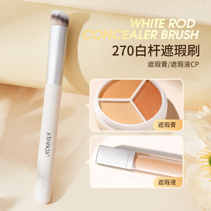 Jonbos white pole wooden handle 270 concealer brush poke brush portable makeup artist special makeup brush soft bristles round head