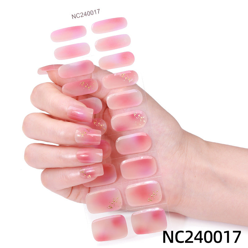 Baking lamp hardening uv second generation gel manicure stickers waterproof hot stamping korean cross-border semi-cured nail stickers personalized