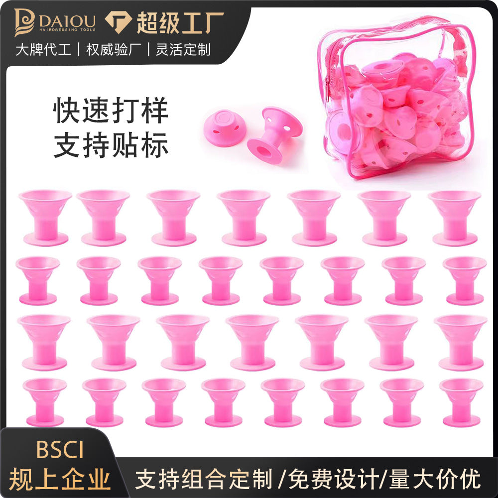 Ready-to-ship silicone hair curlers - mushroom & bell style - damage-free, heatless hair curlers for bangs & hair styling - wholesale