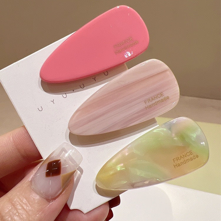 New arrival acetic acid girly pink hair clip side clip casualelegant style cute white bangs clip hair clip duckbill clip
