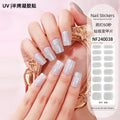 Zhengxiang custom gel nail stickers - solid color glitter, korean style uv light semi-cured nail stickers, waterproof, cross-border wholesale