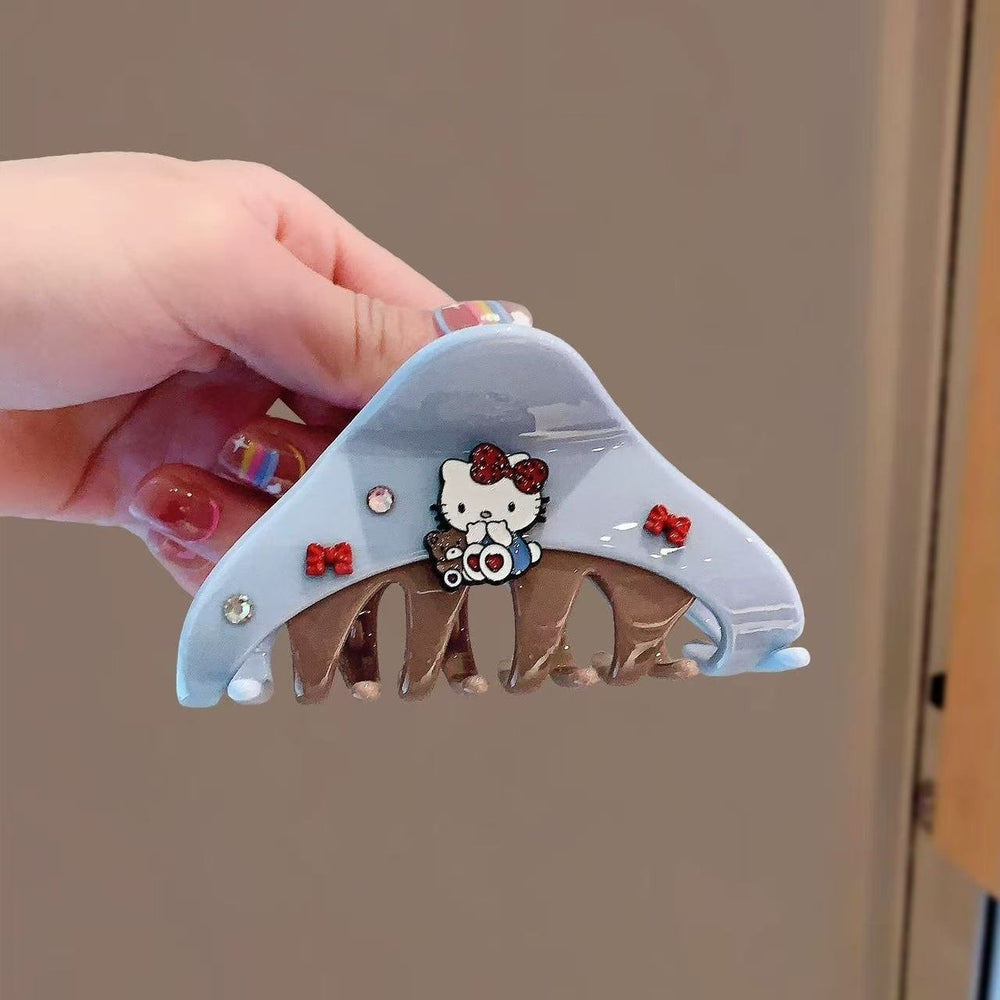 2025 trendy new girl's cute hello kitty medium claw clip - exquisite, stylish, and chic hair clip for updos and hairstyles