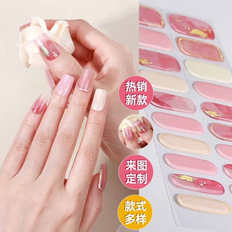Zhengxiang custom gel nail stickers - icy sheer, cross-border, european & american style, uv curing, semi-cured nail stickers for amazon