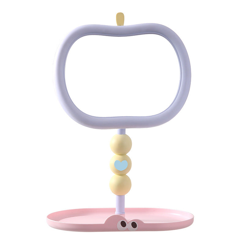 Apple creative makeup mirror - student dorm, home, plastic vanity mirror with storage, cartoon fairy design, household glass mirror