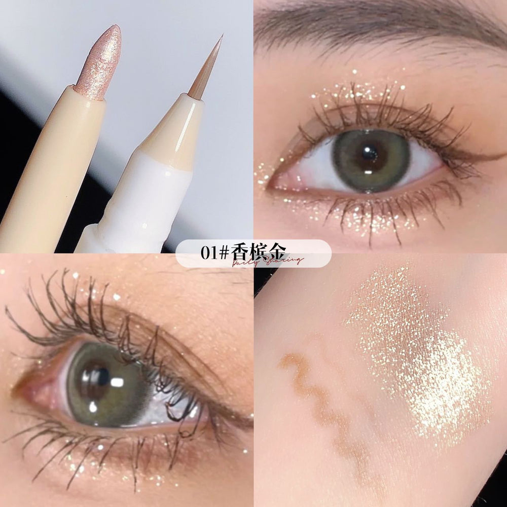 Makeup sweet mint crystal color double effect double headed silkworm pen brightens the eyes and outlines the lower eyelids to eyeliner gel pen