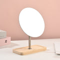 Bamboo wood storage makeup mirror wooden desktop home dressing mirror portable bedroom dormitory for home desktop mirror