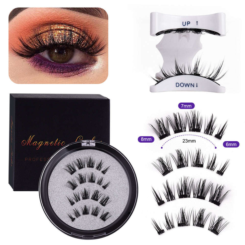 Magnetic false eyelashes - european & american style, four-clip set, glue-free, reusable, magnetic eyelashes