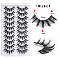 Pingdu 10 pairs of hard stem fake eyelashes, a whole strip of rabbit grandma's whole cluster of eyelashes, glue style, special for makeup artists