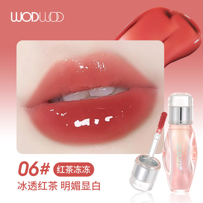 Wodwod water glossy rock candy lip plumping gloss women's mirror pouty lips whitening moisturizing not easy to fade lip oil