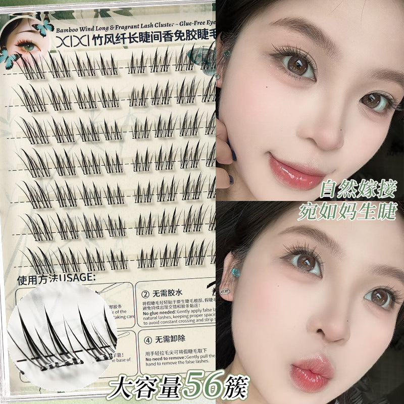 Xixiqingqiuhu self-adhesive glue-free fake eyelashes chinoiserie fox style oblique flying natureartificial single cluster segmented eyelashes