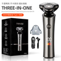 new men's electric shaver, rechargeable, full body washable, rotary shaving head with triple blades