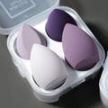 Four-compartment eggshell makeup sponge set - powder-free, ultra-soft, boxed, dual-use (wet & dry) makeup sponge applicator