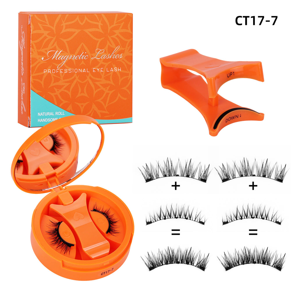 Ready-to-ship orange charm magnetic false eyelashes - all-in-one box. wholesale amazon us & european style dense, small round magnet eyelashes