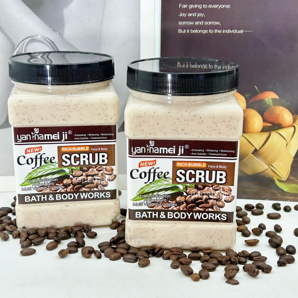 1kg strawberry coffee fruit facial scrub body exfoliator - blackhead removal, cleansing, brightening, and moisturizing