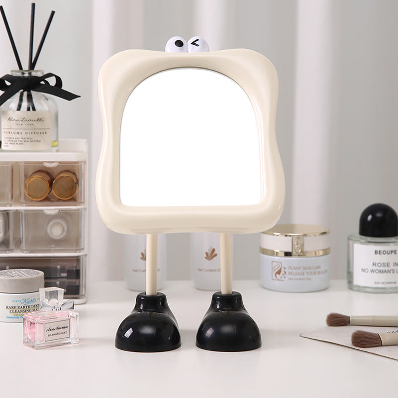 Cartoon big eyes dormitory makeup mirror adjustable desktop plastic storage for home table home glass mirror
